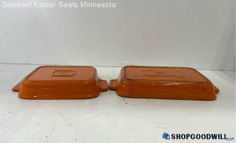 Hollywood Lot Of 2 Orange Casserole Baking Dish