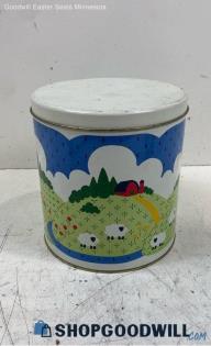 4pc Vintage Unbranded Farm Designed Scene Tin Nesting Canister Kitchen Decor