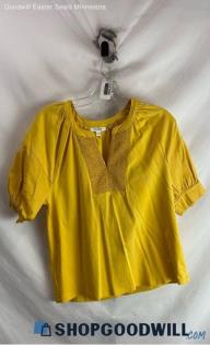 Chico's Women's Yellow Puffed Sleeve Shirt - Sz S