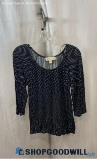 Michael Kors Women's Black/White Polka Dot Lightweight 3/4 Sleeve Shirt - Sz S