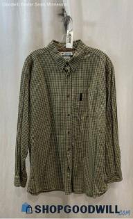 Columbia Men's Green/Tan Plaid Cotton Button Up - Sz XL