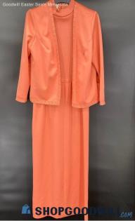 Alison Ayres Women's 2-Piece Peach dress w/Cover Jacket - Sz 18