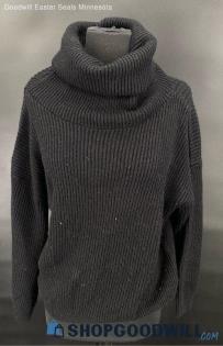 Women's Black Acrylic LS sweater w/High Turtle Neck collar