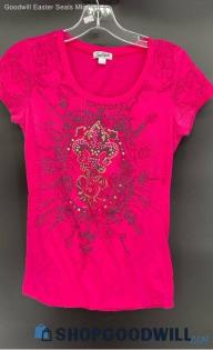 Southpole Hot Pink Embellished T- shirt - Sz S