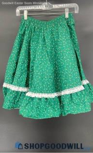 Partners Please Calico Green Square Dance skirt - Sz P