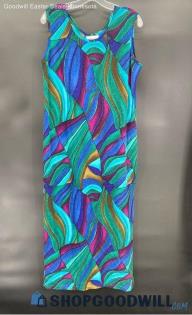 Popovitch Geometric Design Sleeveless maxi dress Blue/Green/Purple - Sz L