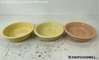 Lot of 3 HLC Fiesta Bowls Yellow & Peach Colored