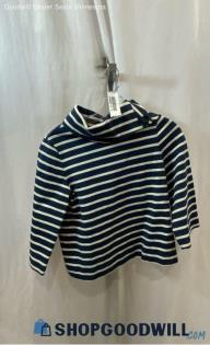 Kate Spade Women's Navy/White Striped 3/4 Sleeve Button Flap Shirt Sz XS