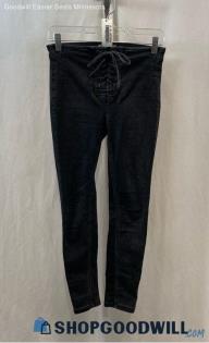 Free People Women's Black Lace Up Skinny Ankle Pants - Sz 25