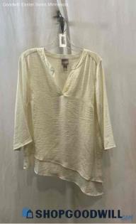 Chico's Women's White Asymmetric Blouse - Sz M