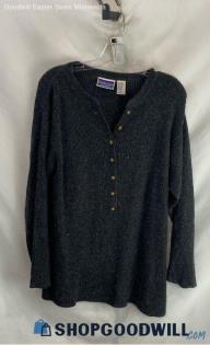 North Crest Women's Charcoal Gray 1/2 Button Henley Sweater - Sz M