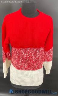 Adele Knitwear Women's Red and white acrylic LS sweater