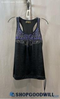 Athleta Women's Gray/Purple Floral Built-In Bra Active Tank Top - Sz M