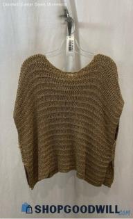 Chico's Women's Beige/Silver Shimmer Loose Knit Pullover Sweater Vest - Sz S/M