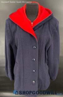 Herman Kay Petite Women's Navy & Red Winter coat - Sz 14P