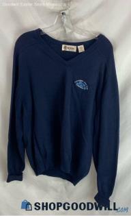 Antigua Men's VTG Navy Golf Club Embroidered V Neck Sweater - Sz L