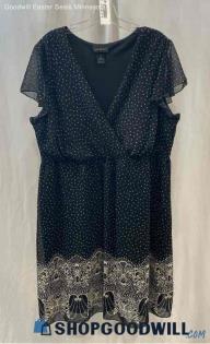 Lane Bryant Women's Black/White Polkadot Shift Dress - Sz 24