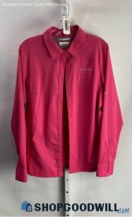 Columbia Women's Pink Tech Button Up Shirt - Sz L