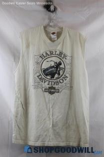 Harley Davidsons Men's Cut Off White Tank SZ L