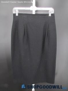 Vintage Unbranded Women's Black Wool Pleated Straight Skirt SZ 8