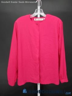 Chaus Women's Vintage Fuchsia Long Sleeve Button-Up Blouse SZ 8