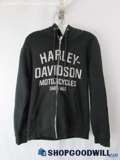 Harley-Davidson Women's Black/White Graphic Full Zip Hoodie SZ S