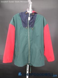 Furrina Bebe Women's Vtg Green/Red Hooded Dog Tag Full Zip Casual Jacket SZ M