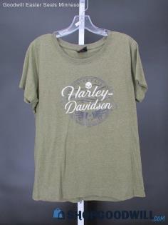 Harley-Davidson Women's Olive Green Scorpion Graphic Short Sleeve-T-Shirt SZ M