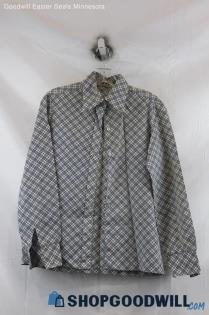 Lady Manhattan Women's Navy/Ivory Plaid Button Up Shirt SZ 12