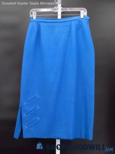 Vintage Loftie Women's Lapis Blue Pencil Skirt Size 14