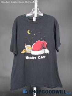 Gildan Men's Night Cap Graphic Black Short Sleeve T-Shirt SZ XL