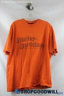 Harley Davidsons Men's Orange Graphic T Shirt SZ XL