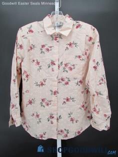 NWT Tap & Co. Women's Vintage Lt Pink Floral Embroidered Button-Up Shirt SZ MP