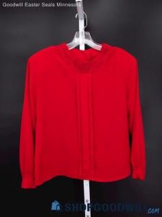 Vintage K.B. Lawrence Women's Red Long Sleeve Blouse SZ 8