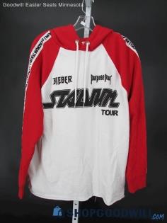 Justin Bieber Purpose Stadium Tour 2017 Women's White/Red Concert Hoodie SZ S