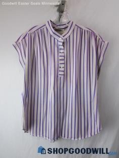 MDME Joren Women's Vintage Purple/White Striped Blouse Shirt SZ 42