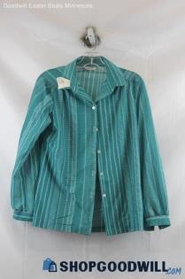 Alfred Dunner Women's Green/White Button Up Shirt SZ 14