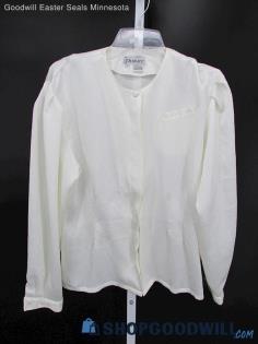 Vintage Diversity Women's White Long Sleeve Button-up Blouse SZ 10