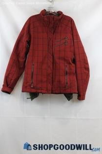 Columbia Women's Red/Black Checker Pattern Interchangeable Jacket SZ L