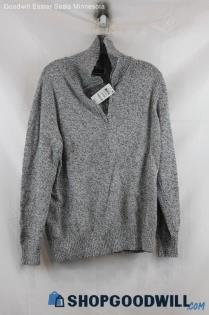 NWT Karen Scott Womens Heather Gray Knit 1/4 Zip Sweater Sz L