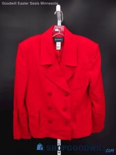 Vintage Requirements Women's Red Wool Double Breaster Blazer SZ 12