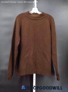 Vintage Full Fashioned Women's Chocolate Brown Knit Mock Neck Sweater Size L