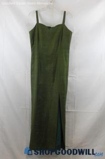 Unbranded Womens Moss Green Front Slip Sheath Dress Sz