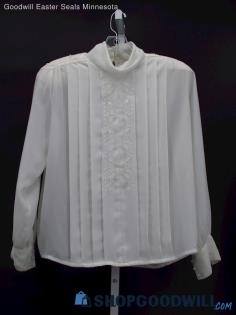 Vintage La Blanc Women's Ivory Pearl Blouse Size 12