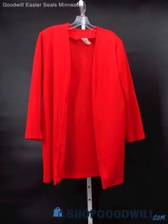 Vintage Women's Red Long Sleeved Buttonless Cardigan Size 12