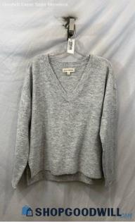 Lucky Brand Women's Heather Gray Lightweight Soft Knit V Neck Sweater - Sz S