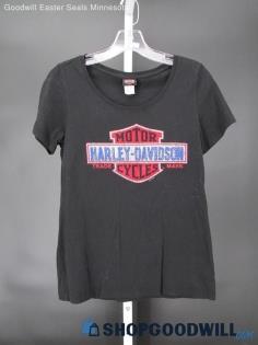 Harley-Davidson Women's Black/Red/White/Blue Rhinestone T-Shirt SZ S