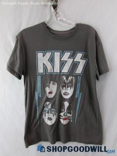 Kiss Faces of the Band Grey Graphic Short Sleeve T-Shirt SZ S