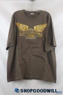 Harley Davidson Men's Brown/Gold Graphic T-Shirt SZ 2XL