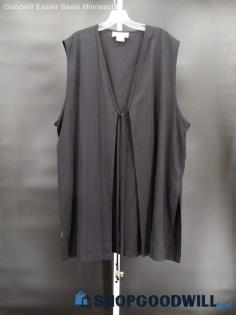 Vintage DK Gold Women's Black Sleeveless Tie Duster Cardigan Size 22W